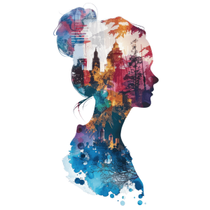 סילואט ראש של אישה צבעוני המסמל תודעה והתפתחות פנימית